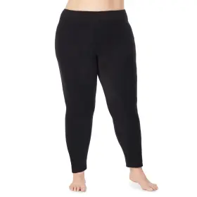 Cd-8612365-blk-m Cuddl Duds Fleecewear With Stretch Leggings For Women - Thermal Fleece Lined