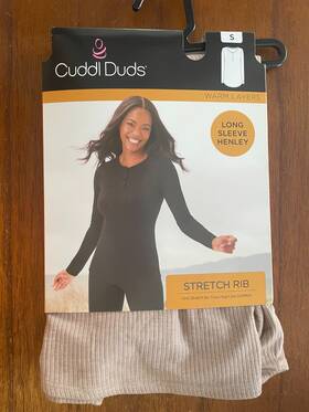 Cuddl Duds Cd5427810 New Womens Beige Long Sleeve Henley Warm Layers Small