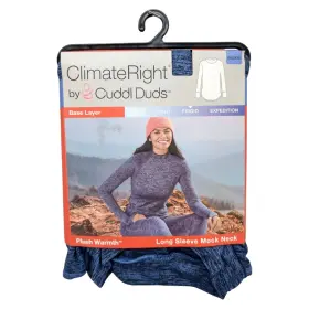 Cd8017639 Cuddl Duds Climateright Base Layer Top Womens Blue Plush Warmth Mock Neck Sz Xxl