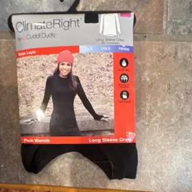 Cd8317639 Cuddl Duds Climateright Plush Warmth Long Sleeve Crew Top Black Xs Thumbholes