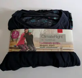 Cd8318857 Cuddl Duds New Brushed Jersey Navy Blue Crew Neck And Legging Size S