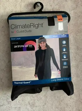 Cd8320922 Cuddl Duds Womens Top Climate Right New Size M 10 12 Thumbholes Black Thermal