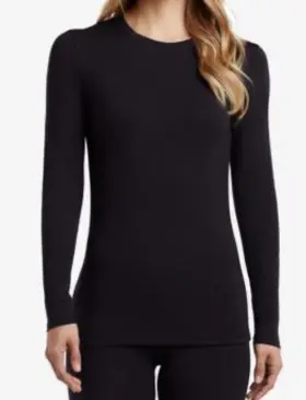 Cd8426116 Cuddl Duds Softwear With Stretch Long Sleeve Crew Neck Shirt Black S