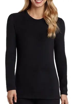 Cd8426165 Cuddl Duds Black Sz L Fleece Wear Long Sleeve Crew Neck Top 025