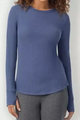 Cd8427832 Cuddl Duds Cozy Stretch Thermal Crewneck Top - Blue Haze Large