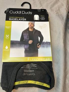 Cuddl Duds Cd8427875 Fleecewear Heavyweight Baselayer Long Sleeve Crew Top Black Mens L