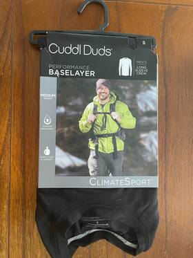 Cuddl Duds Cd8427881 New Mens Black Medium Weight Baselayer Long Sleeve Crew Msrp 40
