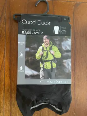Cd8427881 Cuddl Duds New Mens Black Medium Weight Baselayer Long Sleeve Crew Msrp 40