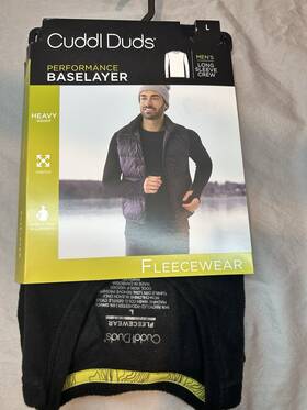 Cuddl Duds Cd8427887 Fleecewear Performance Baselayer Long Sleeve Crew Top Black Mens L