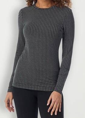Cuddl Duds Cd8427916 Softwear Long-sleeve Crewneck Top Cd8427916- Charcoal Geo Xl 38