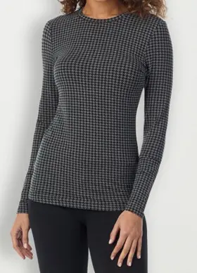 Cd8427916 Cuddl Duds Softwear Long-sleeve Crewneck Top Cd8427916- Charcoal Geo Xl 38