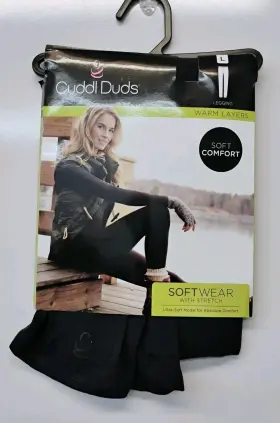 Cd8619616 Cuddl Duds New Womens Black Warm Soft Comfort Layers Leggings Size Large