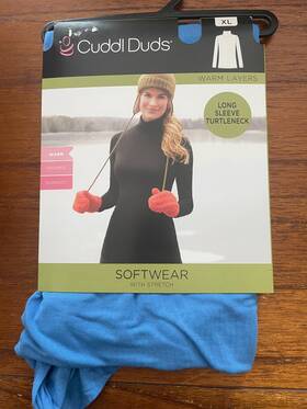 Cuddl Duds Cd8728616 New Womens Blue Turtleneck Warm Layers Software With Stretch Xl