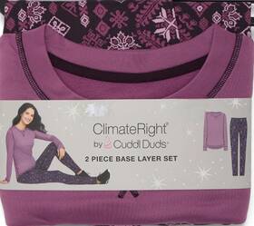 Cuddl Duds Cd8728645 New 2-piece Climateright By Purple Women S Base Top Legging Set Sizem