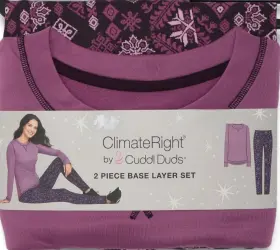Cd8728645 Cuddl Duds New 2-piece Climateright By Purple Women S Base Top Legging Set Sizem