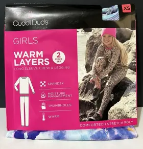 Cd8826169 Cuddl Duds Girls Xsmall Blue Unicorn Warm Layers 2-piece Set - New