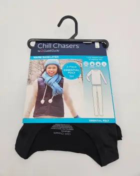 Cd8827866 Cuddl Duds Chill Chasers Girls Size Large Warm Base Layer Set 2-piece Black New