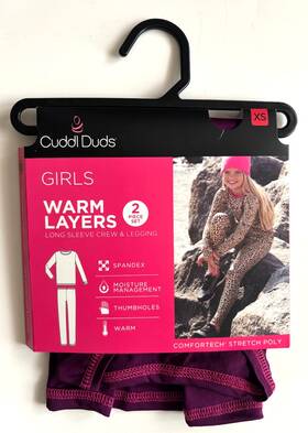 Cuddl Duds Cd8828666 Girls Warm Layers Size Xs 4/5 Plum Color 2 Piece Free Shpg