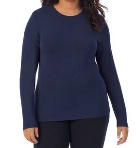 Cuddl Duds Cd9427016 Plus Softwear With Stretch Long Sleeve Top Navy 3x 38