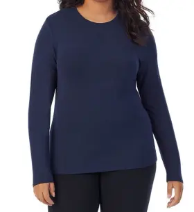 Cd9427016 Cuddl Duds Plus Softwear With Stretch Long Sleeve Top Navy 3x 38