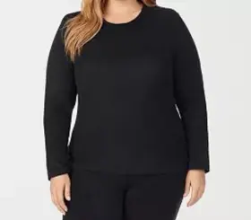 Cd9427865 Cuddl Duds Plus Size Fleecewear Long-sleeve Crewneck Top Black 1x