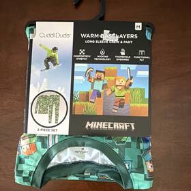 Cuddl Duds K269463mf Boys M Green Warm Baselayer Set Minecraft Steve Alex