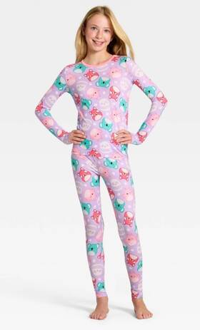 Cuddl Duds K269514hk Warm Essentials Squishmallows Girls Base Layer Set M Nwt Purple
