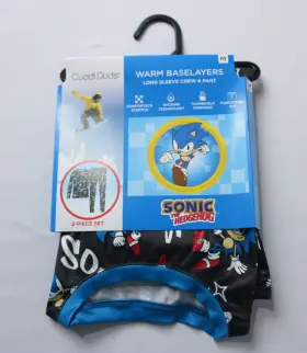 K277241sh Cuddl Duds Boys Sonic Crewneck And Pants Base Layer Set Jl3 Grey Medium Nwt
