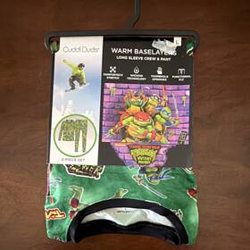 Cuddl Duds Kq7726qnt Boys Thermal Base Layer Set Tmnt Mutant Mayhem 2-piece Long Johns L