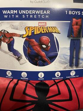Cuddl Duds Marvel Ks34803sp Spider-man Boys Warm Essentials Base Layer Set L Thermal