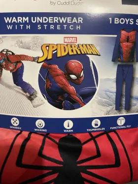 Ks34803sp Cuddl Duds Marvel Spider-man Boys Warm Essentials Base Layer Set L Thermal
