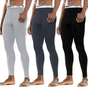 Cutecrop Cutecrop-sbs-1044 3 Pack Mens Thermal Underwear Pants Fleece Lined Pant Leggings For M