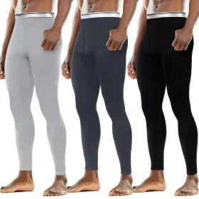 Cutecrop-sbs-1044 Cutecrop 3 Pack Mens Thermal Underwear Pants Fleece Lined Pant Leggings For M