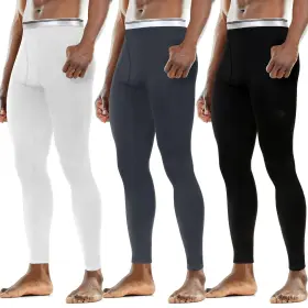 Cutecrop-sbs-1048 Cutecrop 3 Pack Mens Thermal Underwear Pants Fleece Lined Pant Leggings For M