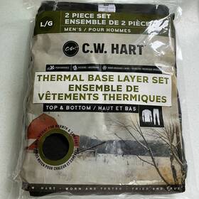 Cw Hart 840227310182 Thermal Base Layer Set Top And Bottom Mens Size L Warm Brushed Lining
