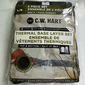 Cw Hart 840227310182 Thermal Base Layer Set Top And Bottom Mens Size L Warm Brushed Lining