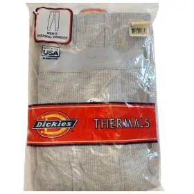 Dickies 761253828178 Thermal Underwear Mens Xxl Drawer Ankle Length Pre-shrunk Cotton Made In