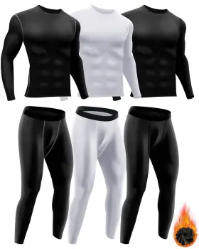 Man-didaey-1243 Didaey 3 Set Winter Thermal Underwear For Men Cold Weather Fleece Lined Top B