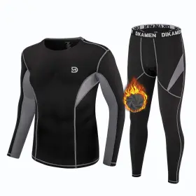 Dikamen 750226278102 Mens Thermal Underwear Fleece Lined Performance Tactical Sports Shape