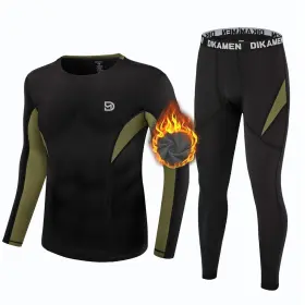 Dikamen 750226278126 Mens Thermal Underwear Fleece Lined Performance Tactical Sports Shape