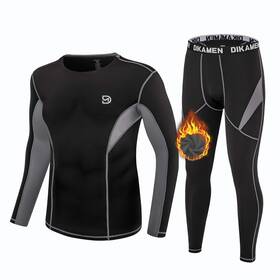 Dikamen Dn05-bkgy-xxl Mens Thermal Fleece Long Johns Set - Tactical Performance Xx-large Black
