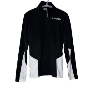 D9-0528 Dna Descente Top Base Layer Quarter Zip Womens Med Black White Winter Sports Ski