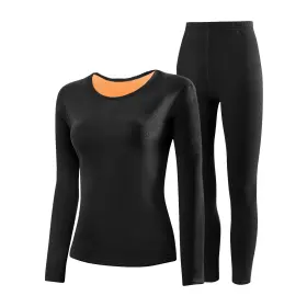 Hw8080355sm Donwell Womens Ultra Soft Fleece Lined Thermal Top And Bottom Base Layer Underwear Set Us
