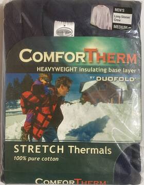 Duofold 043935347543 Heavyweight Thermax Crew Neck Men Medium Navy Made In Usa New