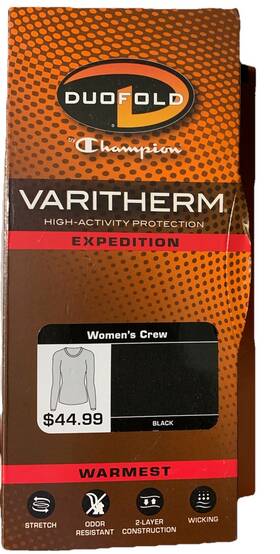 Duofold 043935435578 By Champion Varitherm Expedition Warmest Thermal Top Black Wmns L New