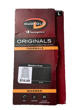 Duofold 043935436124 By Champion Original Warmer Thermal Top Black Wmns L New