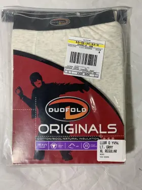 410b-om Duofold New Vintage 2 Layer Mens Base Pants Xl Gray Cotton Wool