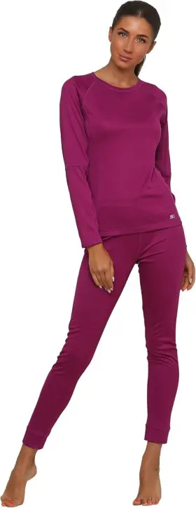 East Peak 950882655758 Womens Thermal Base Layer Winter Set Underwear Sports Fitness Workout 2pc Purpl