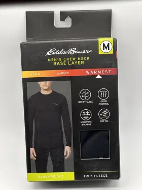 Eddie Bauer 721357430912 New One Piece Mens Crew Neck Base Layer Heavy Weight Terek Fleece M