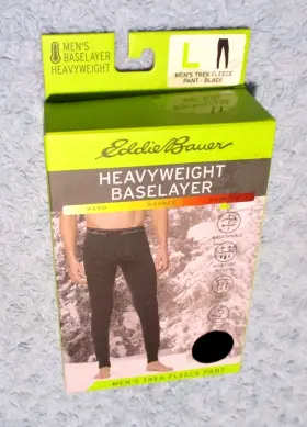 Eddie Bauer 721357430950 Heavyweight Baselayer Mens Black Trek Fleece Pant Size Large Nib